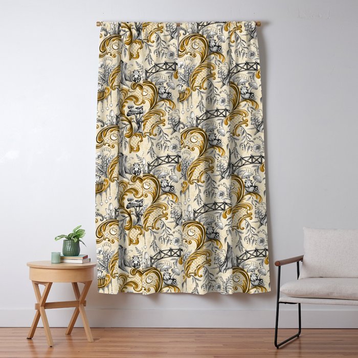 Rococo Raccoons - gold Window Curtain Gallery Image 5