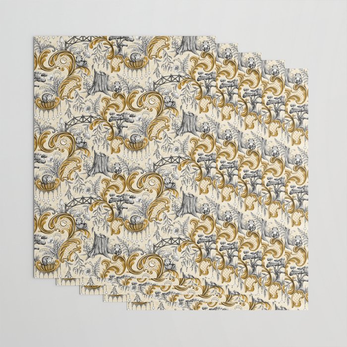 Rococo Raccoons - gold Wrapping Paper Gallery Image 3