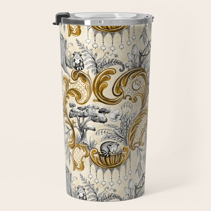 Rococo Raccoons - gold Travel Mug Gallery Image 3