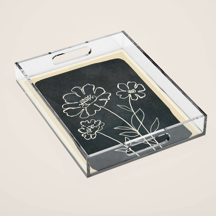 Sketch Line Flowers 4 Acrylic Tray Gallery Image 1