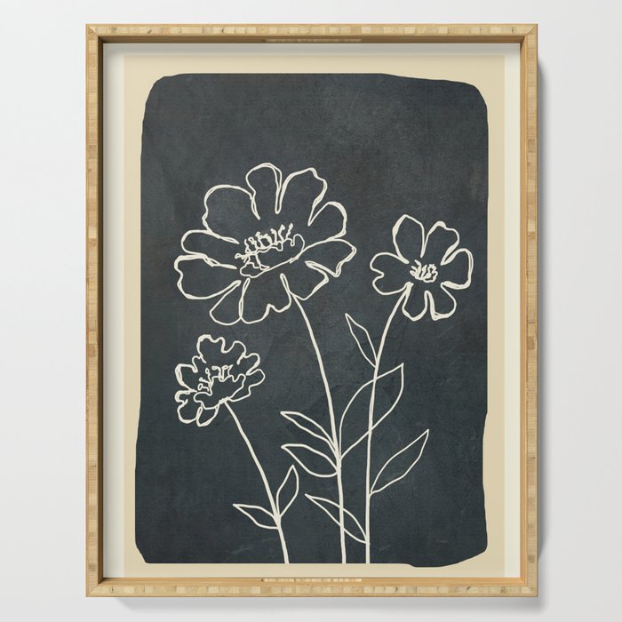 Sketch Line Flowers 4 Serving Tray Gallery Image 1