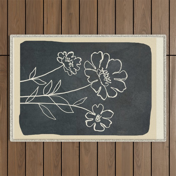 Sketch Line Flowers 4 Outdoor Rug Gallery Image 1