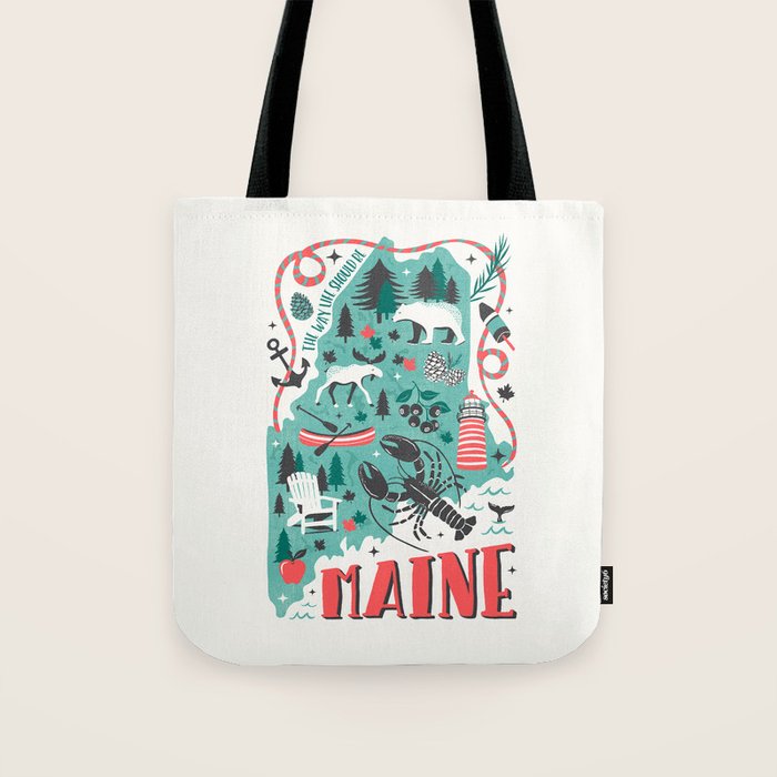 Maine Map Tote Bag Gallery Image 1