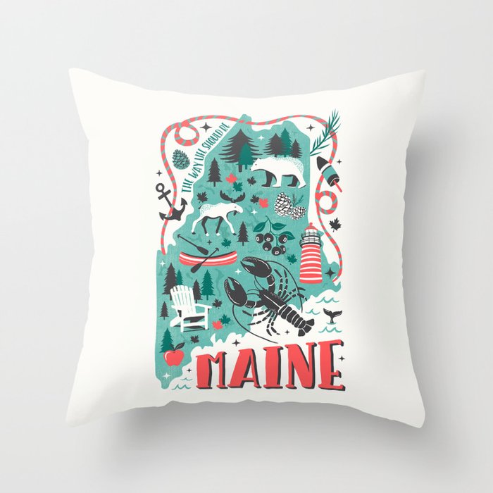 Maine Map Throw Pillow Gallery Image 6