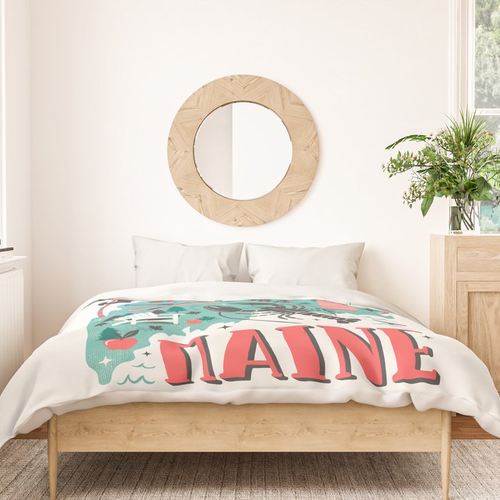 Maine Map Duvet Cover Gallery Image 3
