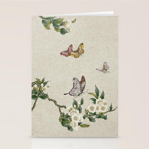 Pear flowers and butterflies type A - Minhwa : Koreafolkpainting Stationery Card Gallery Image 2