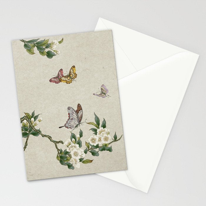 Pear flowers and butterflies type A - Minhwa : Koreafolkpainting Stationery Card Gallery Image 2