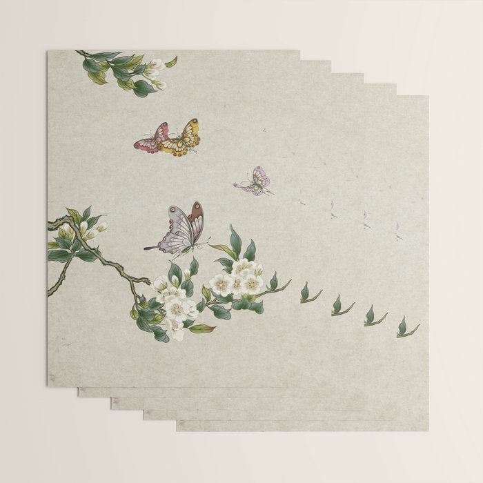 Pear flowers and butterflies type A - Minhwa : Koreafolkpainting Wrapping Paper Gallery Image 3