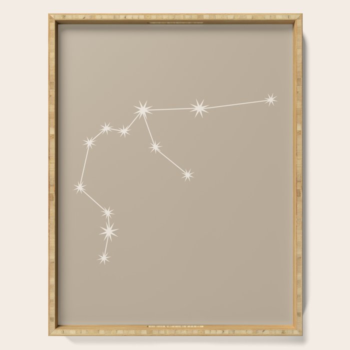 Aquarius Zodiac Star Constellation Line Art Beige Serving Tray Gallery Image 1