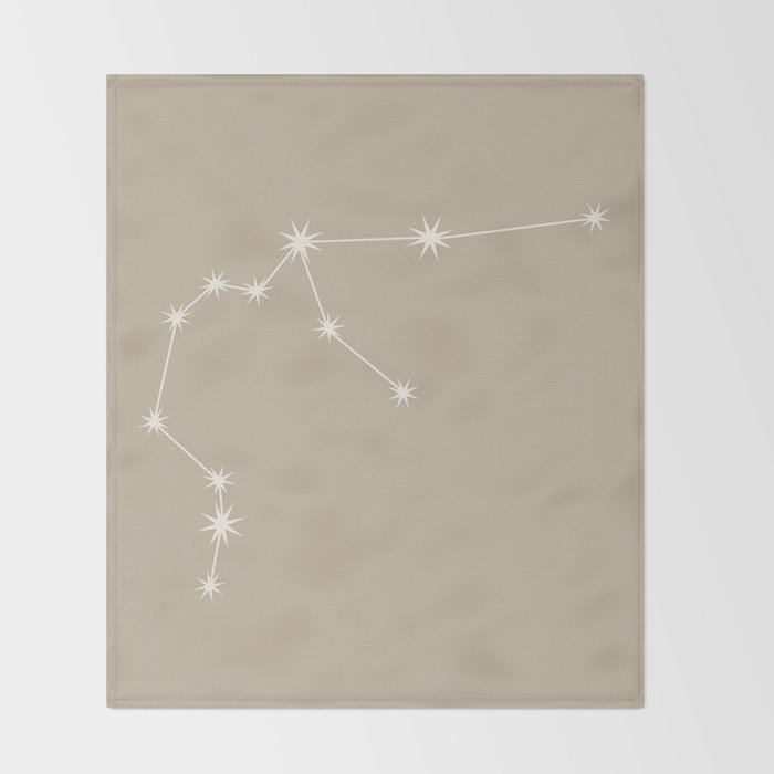 Aquarius Zodiac Star Constellation Line Art Beige Throw Blanket Gallery Image 2