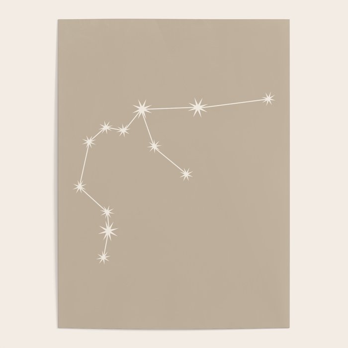 Aquarius Zodiac Star Constellation Line Art Beige Poster Gallery Image 4