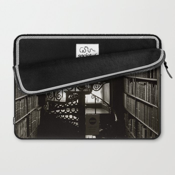 Trinity College, Dublin, Ireland, iron spiral stairs in Library College Long Room black and white photograph Laptop Sleeve Gallery Image 2