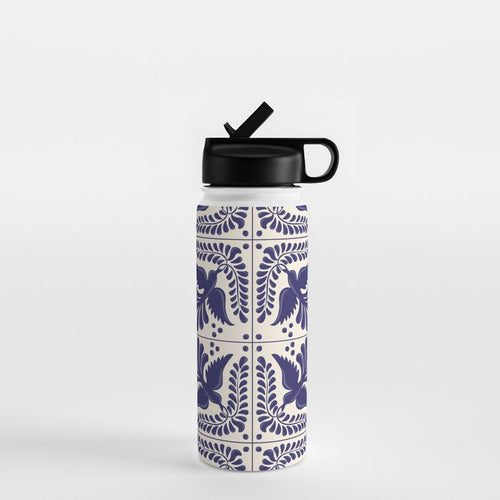 Mexican Talavera With Blue Birds Pattern By Akbaly Water Bottle Gallery Image 1