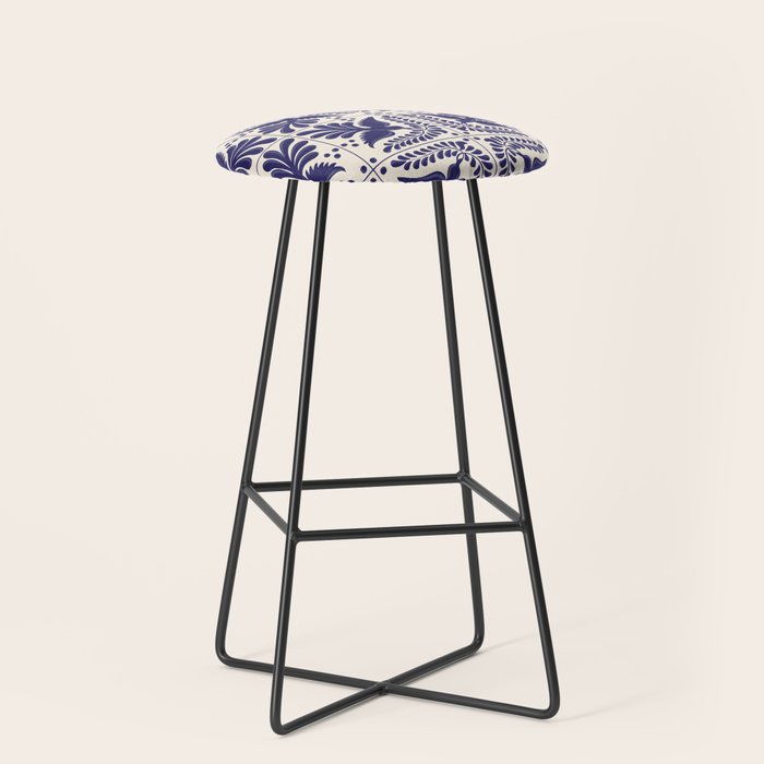 Mexican Talavera With Blue Birds Pattern by Akbaly Stool Gallery Image 1