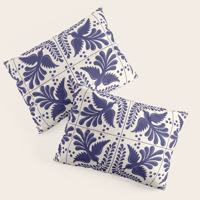 Mexican Talavera With Blue Birds Pattern by Akbaly Pillow Sham Gallery Image 1