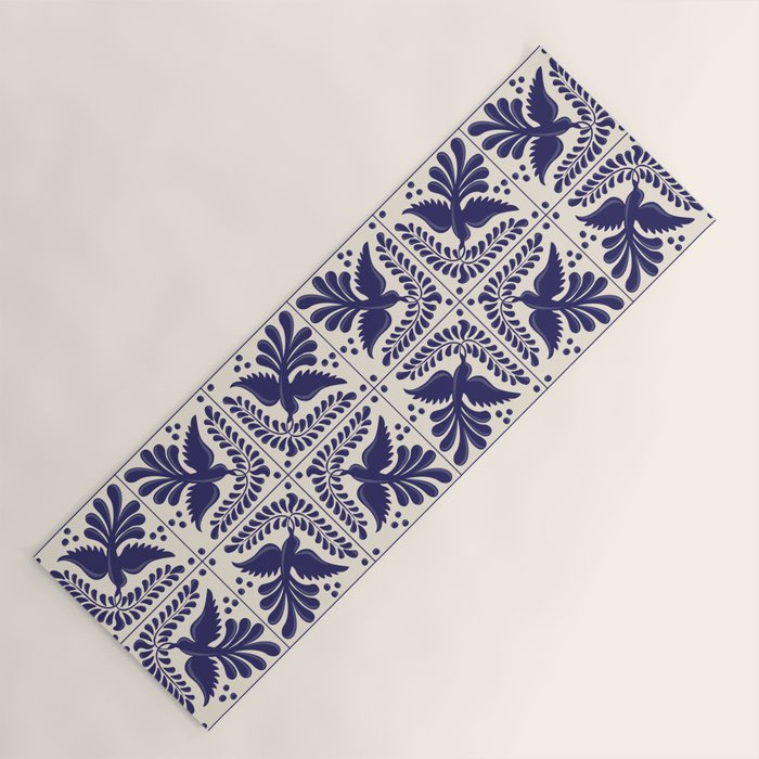 Mexican Talavera With Blue Birds Pattern by Akbaly Yoga Mat Gallery Image 1