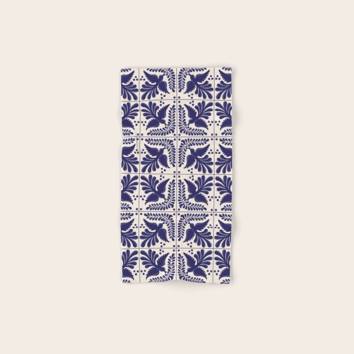 Mexican Talavera With Blue Birds Pattern by Akbaly Bath Towel Gallery Image 1