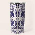 Mexican Talavera With Blue Birds Pattern by Akbaly Travel Mug Gallery Image 1