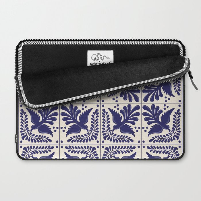 Mexican Talavera With Blue Birds Pattern by Akbaly Laptop Sleeve Gallery Image 2