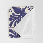 Mexican Talavera With Blue Birds Pattern by Akbaly Throw Blanket Gallery Image 3