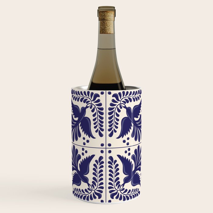 Mexican Talavera With Blue Birds Pattern by Akbaly Wine Chiller Gallery Image 1