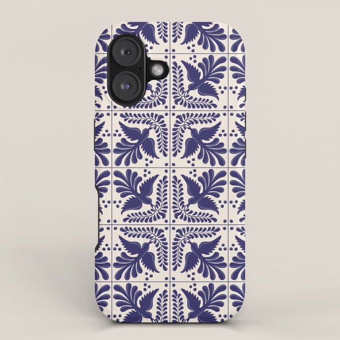 Mexican Talavera With Blue Birds Pattern by Akbaly iPhone Case