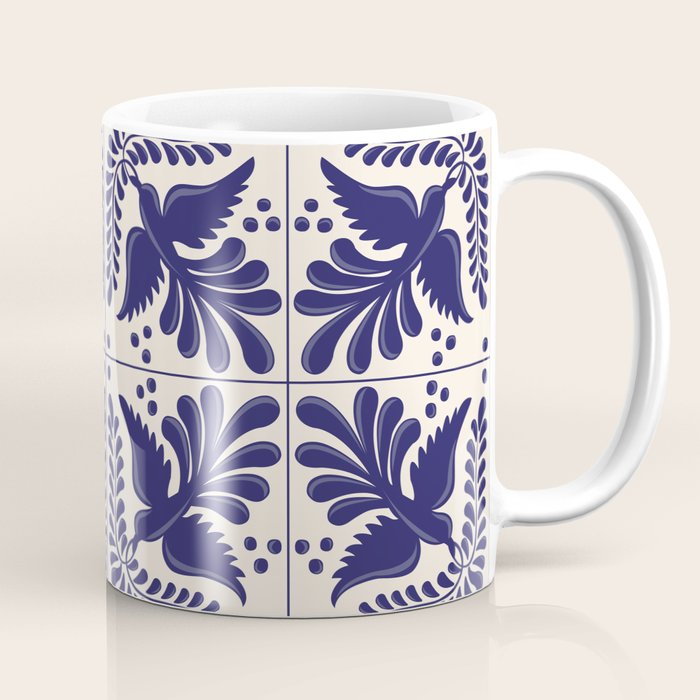 Mexican Talavera With Blue Birds Pattern by Akbaly Coffee Mug Gallery Image 1