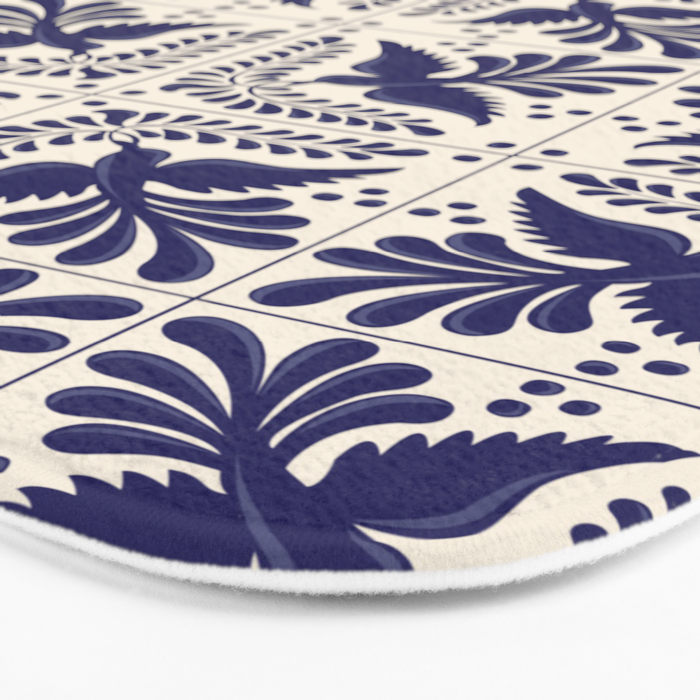 Mexican Talavera With Blue Birds Pattern by Akbaly Bath Mat Gallery Image 3