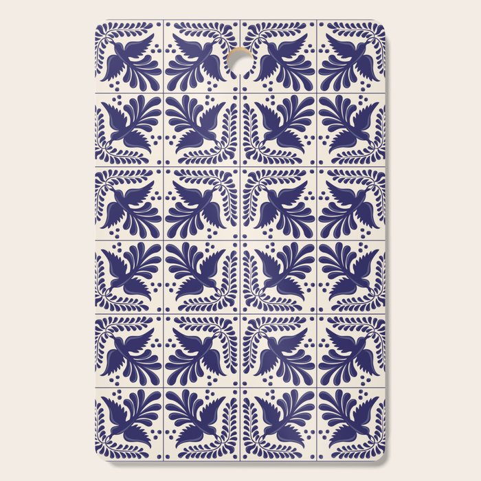 Mexican Talavera With Blue Birds Pattern by Akbaly Cutting Board Gallery Image 1