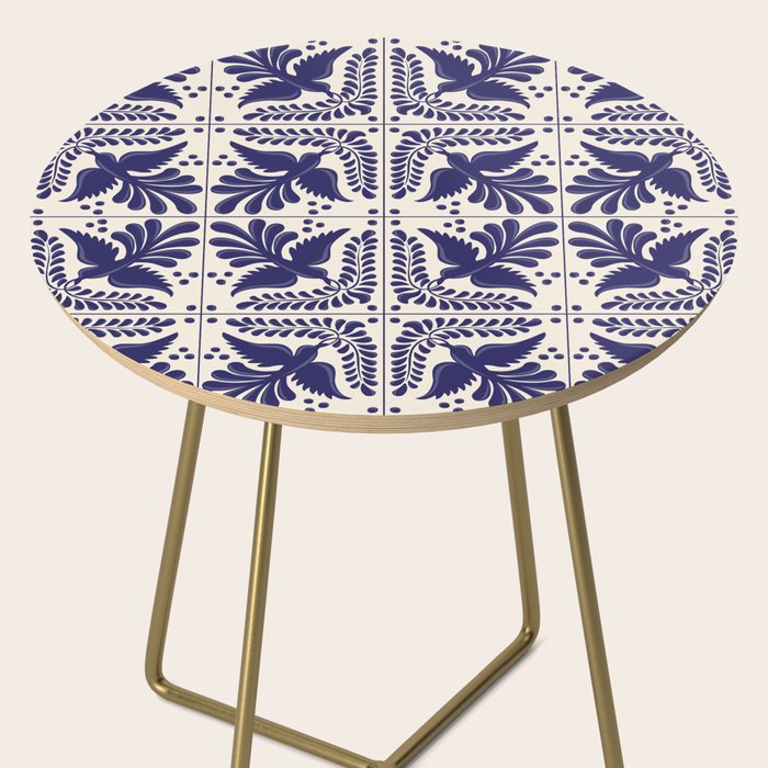 Mexican Talavera With Blue Birds Pattern by Akbaly Side Table Gallery Image 2