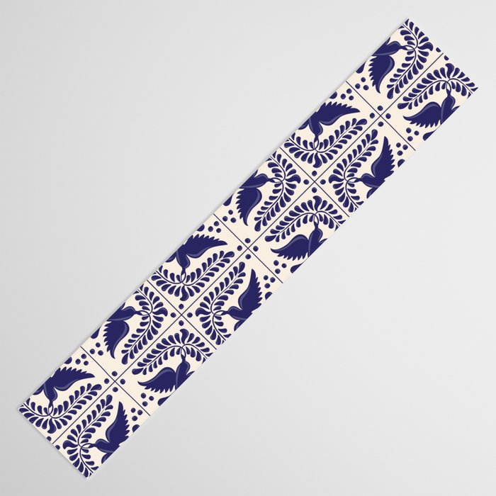 Mexican Talavera With Blue Birds Pattern by Akbaly Table Runner Gallery Image 3