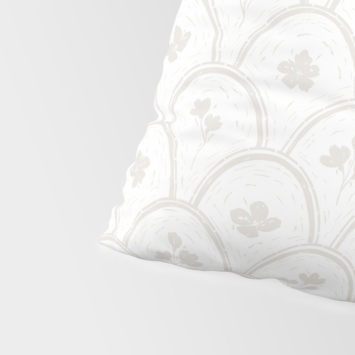 Rustic scallop floral block print - natural soft mushroom pattern Pillow Sham Gallery Image 4