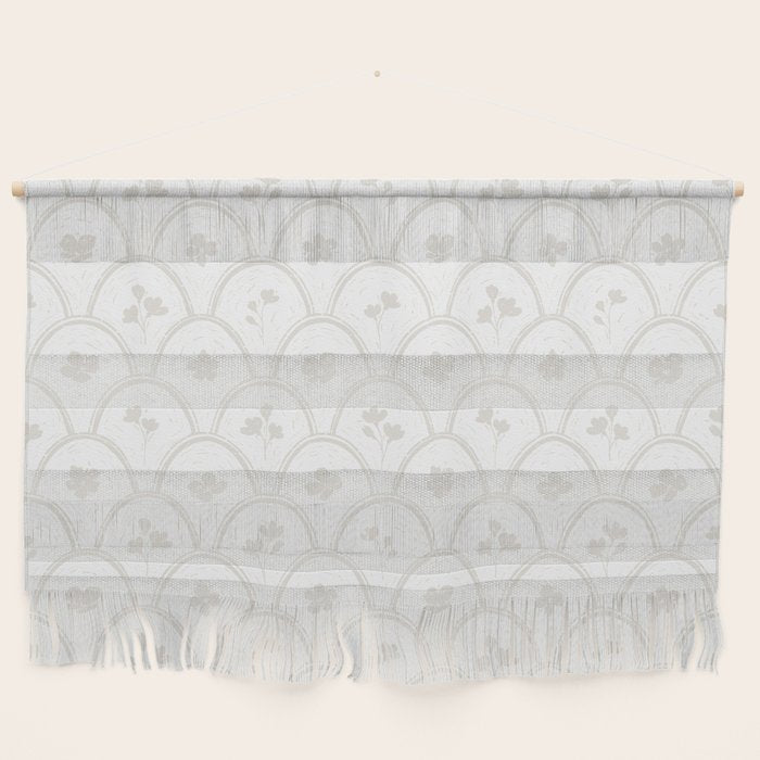 Rustic scallop floral block print - natural soft mushroom pattern Wall Hanging Gallery Image 1