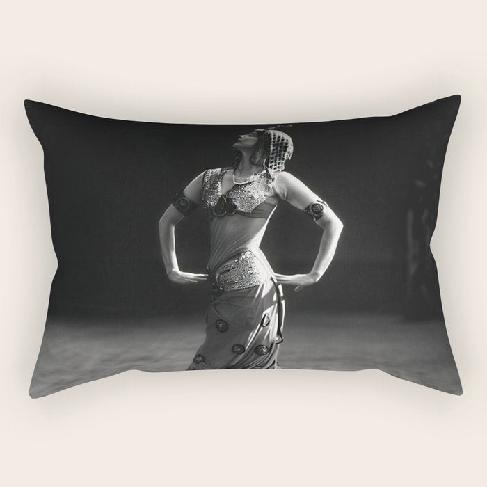 1920 Spanish Flamenco dancer vintage starlet Ruth St Denis black and white photograph  Rectangular Pillow Gallery Image 2