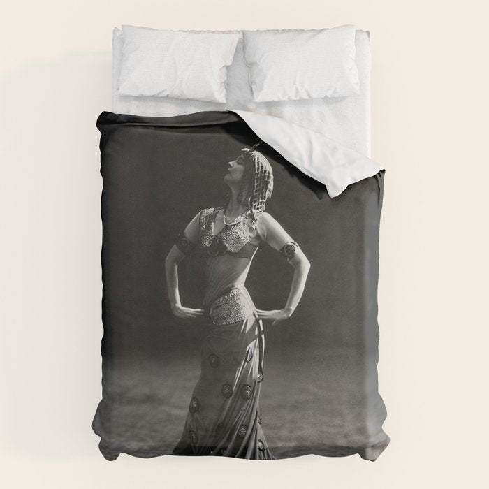 1920 Spanish Flamenco dancer vintage starlet Ruth St Denis black and white photograph  Duvet Cover Gallery Image 6