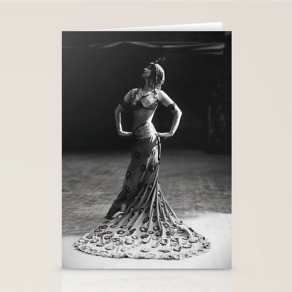1920 Spanish Flamenco dancer vintage starlet Ruth St Denis black and white photograph  Stationery Card Gallery Image 1