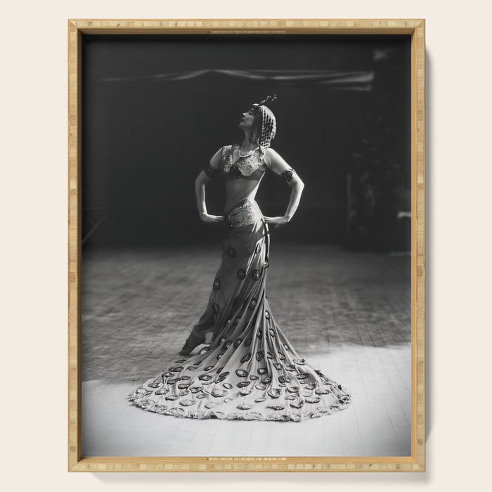1920 Spanish Flamenco dancer vintage starlet Ruth St Denis black and white photograph  Serving Tray Gallery Image 1