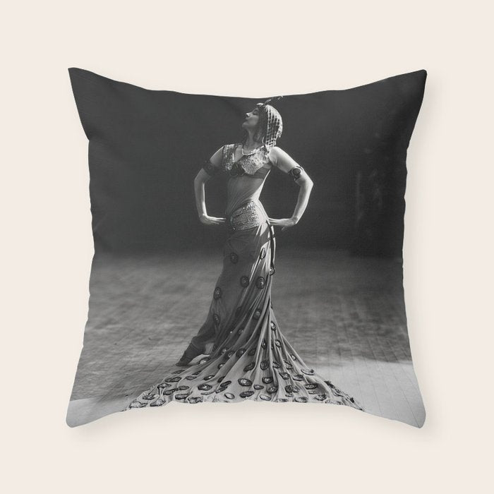 1920 Spanish Flamenco dancer vintage starlet Ruth St Denis black and white photograph  Throw Pillow Gallery Image 1
