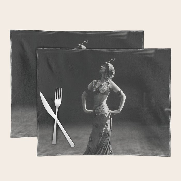 1920 Spanish Flamenco dancer vintage starlet Ruth St Denis black and white photograph  Placemat Gallery Image 1