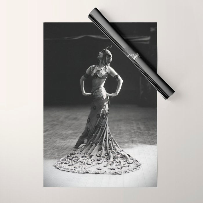 1920 Spanish Flamenco dancer vintage starlet Ruth St Denis black and white photograph  Wrapping Paper Gallery Image 1