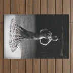 1920 Spanish Flamenco dancer vintage starlet Ruth St Denis black and white photograph  Outdoor Rug Gallery Image 1