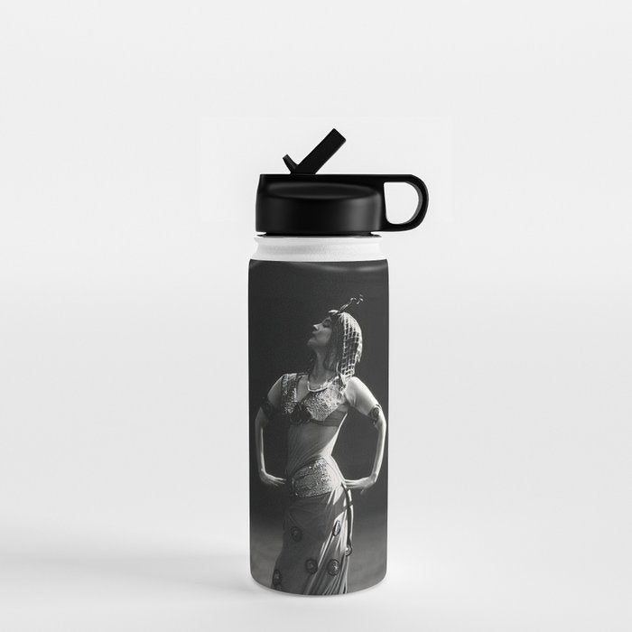 1920 Spanish Flamenco dancer vintage starlet Ruth St Denis black and white photograph  Water Bottle Gallery Image 1