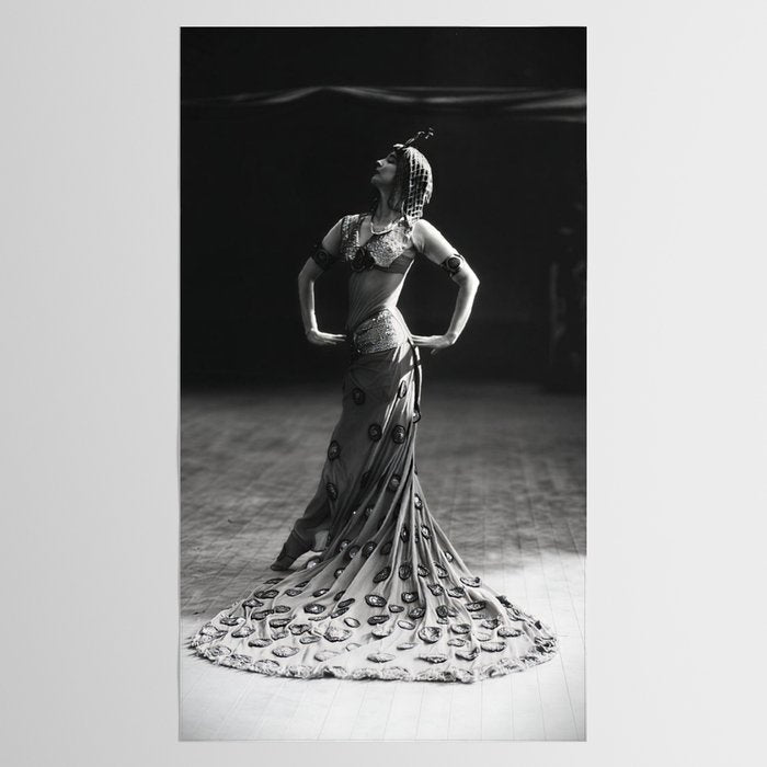 1920 Spanish Flamenco dancer vintage starlet Ruth St Denis black and white photograph  Tablecloth Gallery Image 2