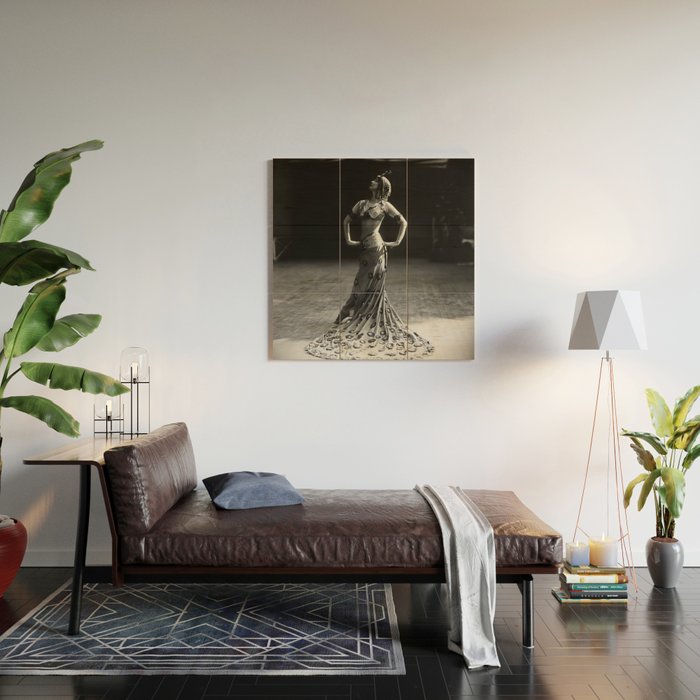 1920 Spanish Flamenco dancer vintage starlet Ruth St Denis black and white photograph  Wood Wall Art Gallery Image 2