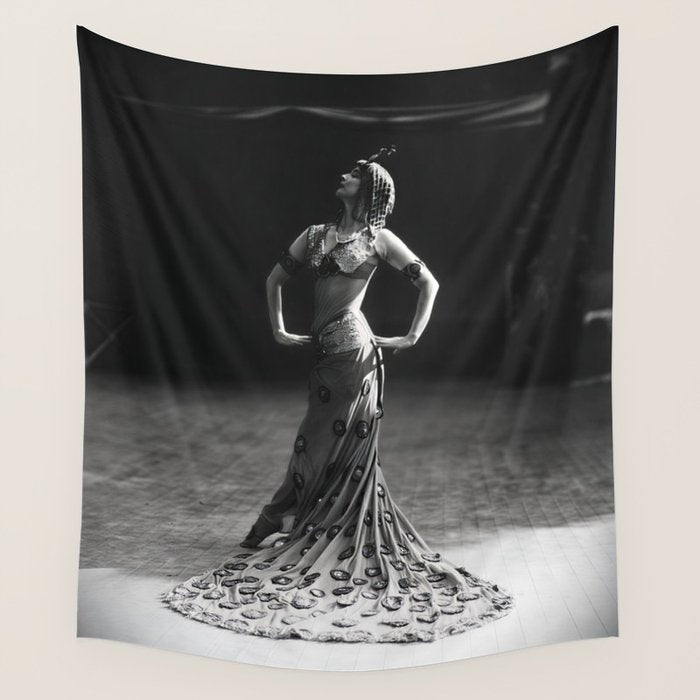 1920 Spanish Flamenco dancer vintage starlet Ruth St Denis black and white photograph  Wall Tapestry Gallery Image 4