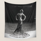 1920 Spanish Flamenco dancer vintage starlet Ruth St Denis black and white photograph  Wall Tapestry Gallery Image 4