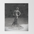 1920 Spanish Flamenco dancer vintage starlet Ruth St Denis black and white photograph  Throw Blanket Gallery Image 2