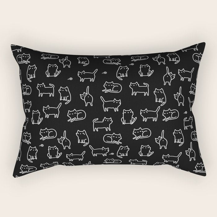 Black cats on black Rectangular Pillow Gallery Image 2