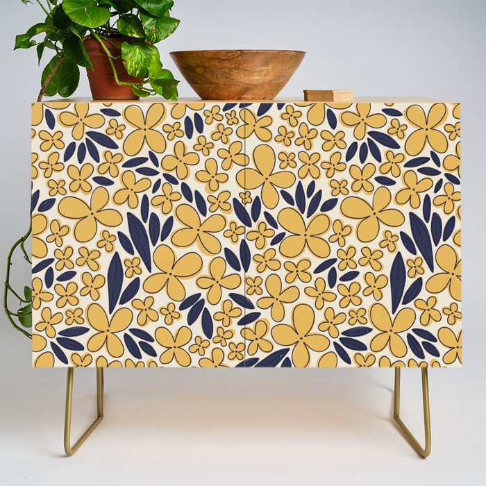 Four-leaf Flower Pattern / Yellow & Blue Credenza Gallery Image 1
