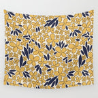 Four-leaf Flower Pattern / Yellow & Blue Wall Tapestry Gallery Image 4